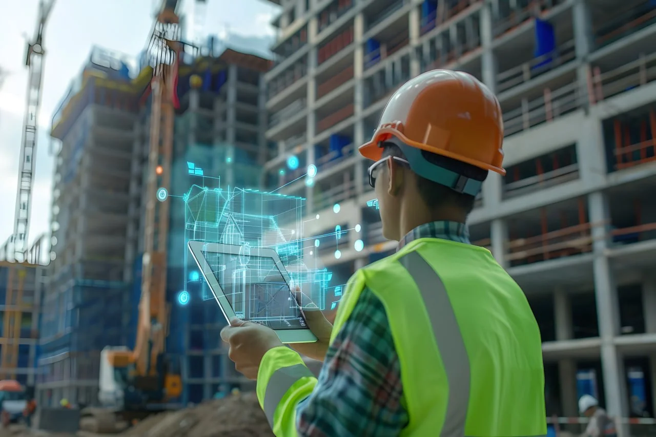 Canteiro de obra moderno com construção