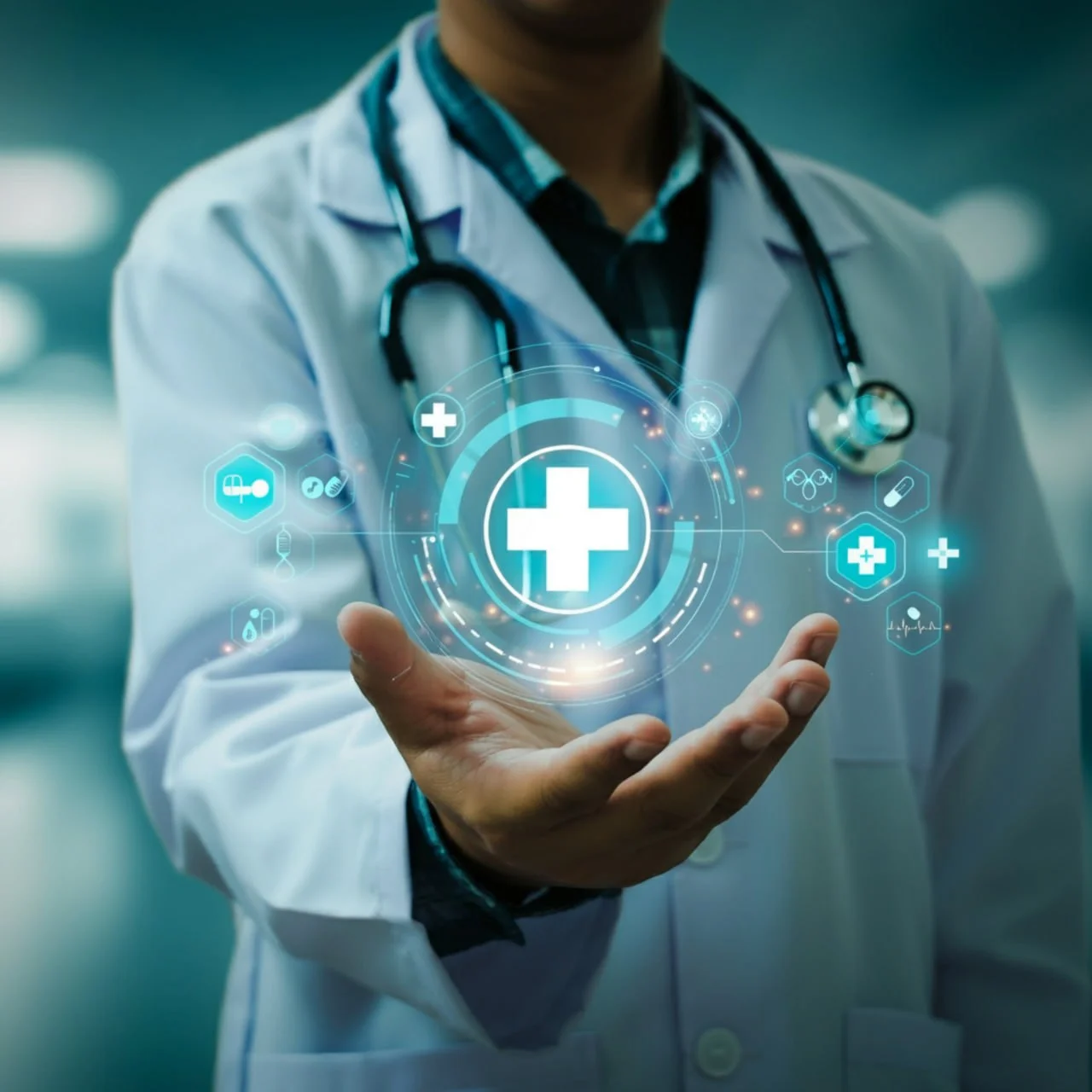 Hospital moderno com equipamentos medicos